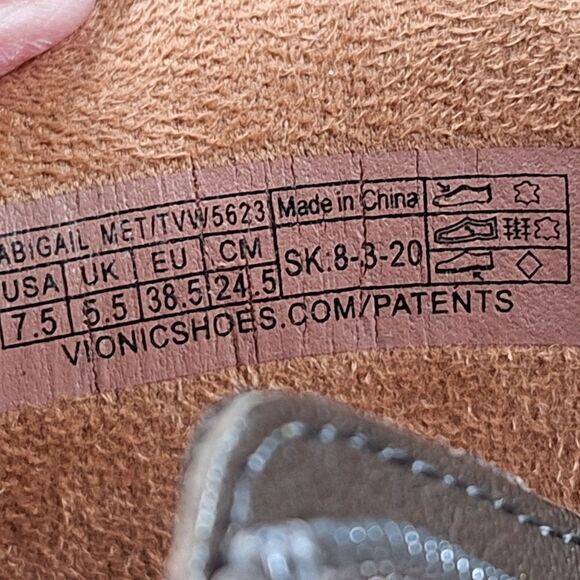 Vionic Abigail Metallic Leather Comfort Sneakers Size 7.5 Zipper needs insole - Picture 6 of 9